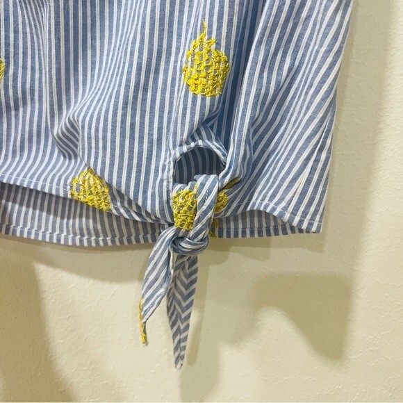 NWT J. Crew Striped Pineapple Embroidered Side-Tie Top Style# J6099 Women's Sz 6 - Picture 4 of 11